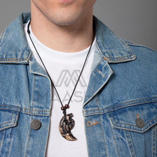 Maasha Adjustable Necklace for Men, Lion’s Roar Design, Symbol of Bravery