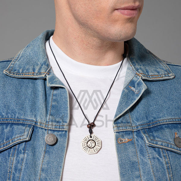 Maasha Adjustable Necklace for Men, Yin-Yang Harmony Design, Symbol of Peace