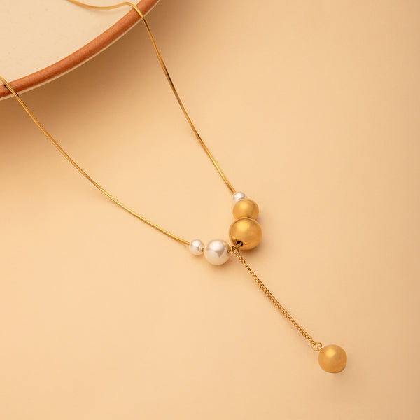 Maasha Elegant Jewellery Necklace for Women, Minimalist Gold & Pearl Pendant Design