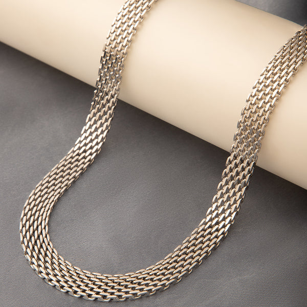 Maasha Silver Multi-Layer Chain Necklace for Women, Chic Statement Jewellery