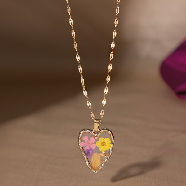 Maasha Heart Pendant Necklace for Women, Floral Design, Elegant & Stylish Jewellery