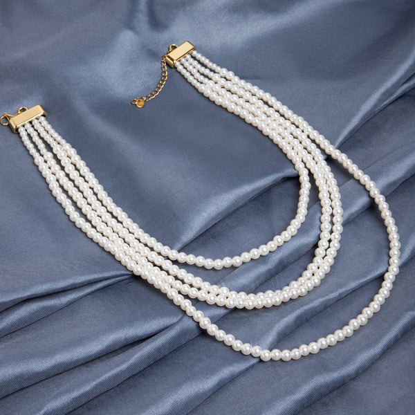 Maasha Multi-Layer Pearl Necklace for Women, Gold-Tone Jewellery with Elegant Design