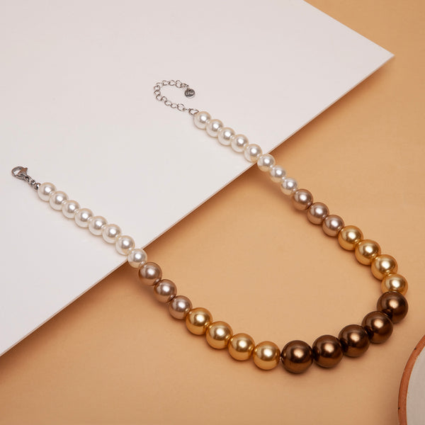 Maasha Gradient Pearl Necklace for Women, Multi-Colour Beads with Adjustable Clasp, Elegant Jewellery for Weddings