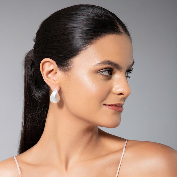 Maasha Stylish Earrings, Teardrop Design with Great Finish, Minimalist Jewellery for Women, Silver-tone