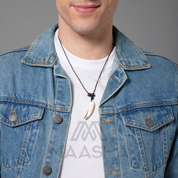 Maasha Adjustable Pendant for Men, Fang of the Wild Design, Symbol of Strength