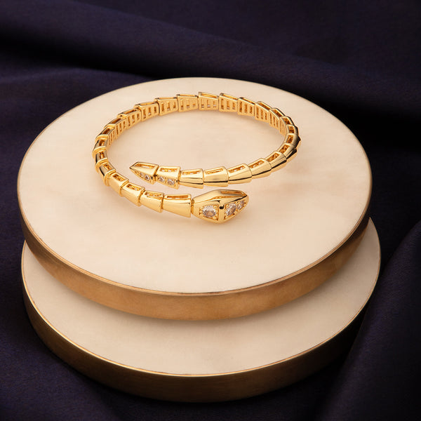 Maasha Gold Wrap Bracelet with Crystal Accents, Elegant Adjustable Jewellery